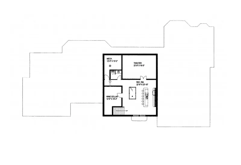 Ranch House Plan Lower Level Floor - Lakesite Luxury Log Home 088D-0233 - Shop House Plans and More