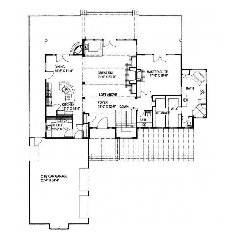 Craftsman House Plan First Floor - Tennyson Manor Modern Home 088D-0234 - Shop House Plans and More