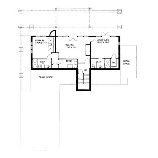 Rustic House Plan Lower Level Floor - Tennyson Manor Modern Home 088D-0234 - Shop House Plans and More