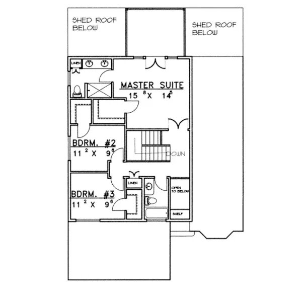 Traditional House Plan Second Floor - Dulaney Contemporary Home 088D-0235 - Search House Plans and More