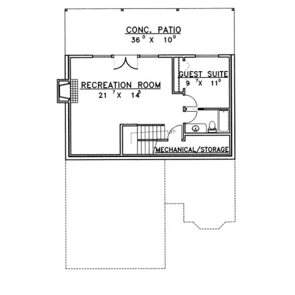 Traditional House Plan Lower Level Floor - Dulaney Contemporary Home 088D-0235 - Search House Plans and More