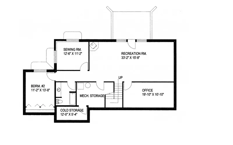 Ranch House Plan Lower Level Floor - Piney Flatts Mountain Home 088D-0236 - Shop House Plans and More
