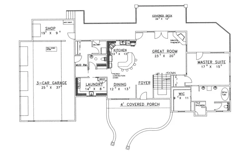 Lake House Plan First Floor - Balsam Heights Modern Home 088D-0237 - Search House Plans and More