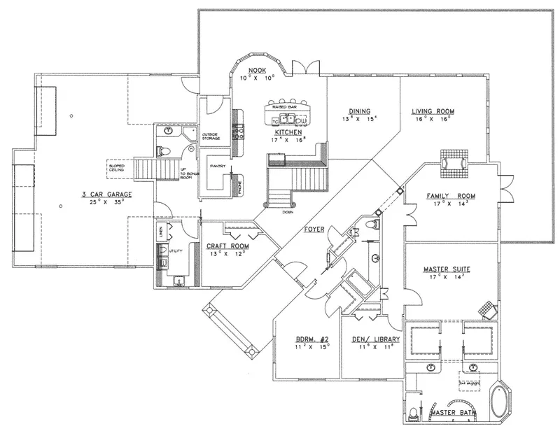 Contemporary House Plan First Floor - Pandora Point Contemporary Home 088D-0241 - Shop House Plans and More