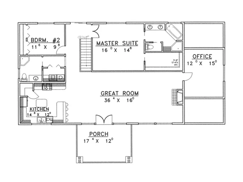 Mountain House Plan First Floor - Falls Mill Contemporary Home 088D-0245 - Search House Plans and More