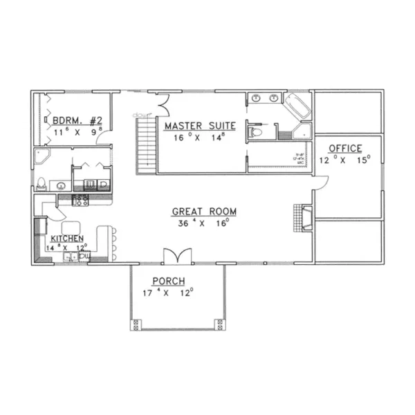 Country House Plan First Floor - Falls Mill Contemporary Home 088D-0245 - Search House Plans and More