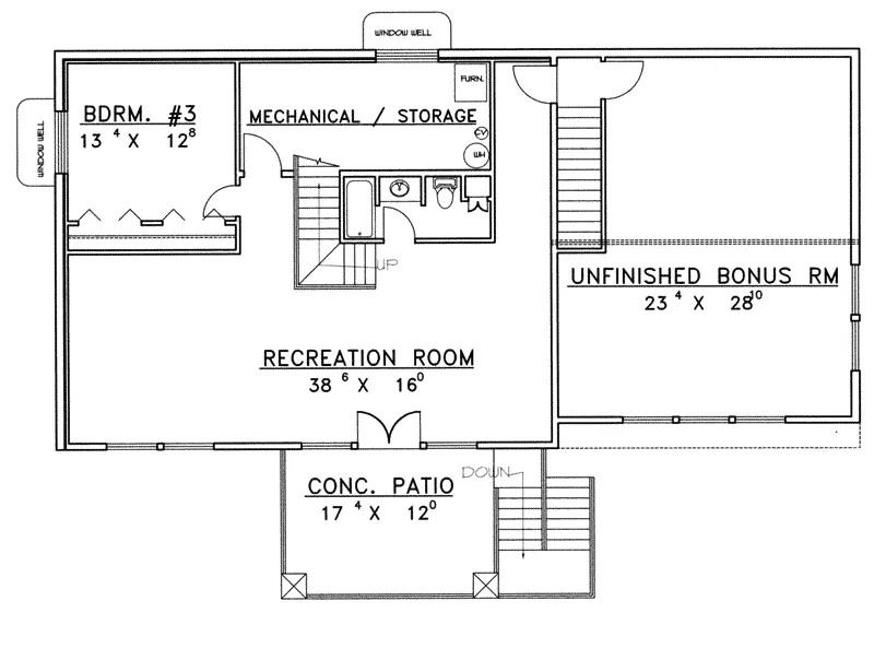 Country House Plan Lower Level Floor - Falls Mill Contemporary Home 088D-0245 - Search House Plans and More