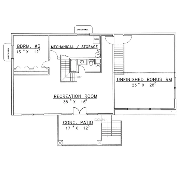 Country House Plan Lower Level Floor - Falls Mill Contemporary Home 088D-0245 - Search House Plans and More