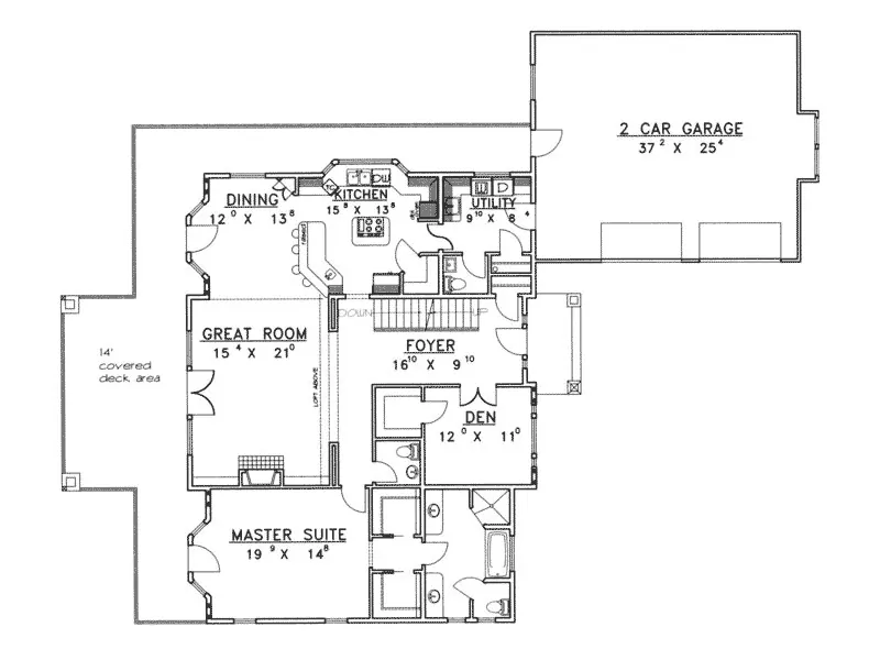 Contemporary House Plan First Floor - Hayden Spring Contemporary Home 088D-0247 - Search House Plans and More