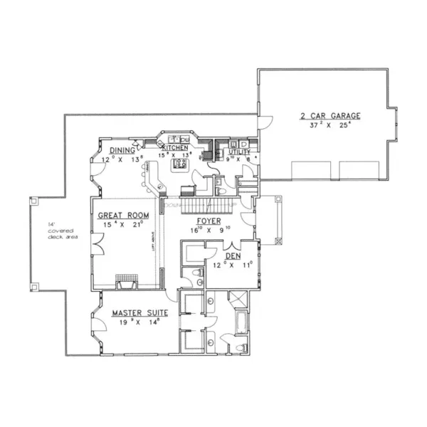 Contemporary House Plan First Floor - Hayden Spring Contemporary Home 088D-0247 - Search House Plans and More