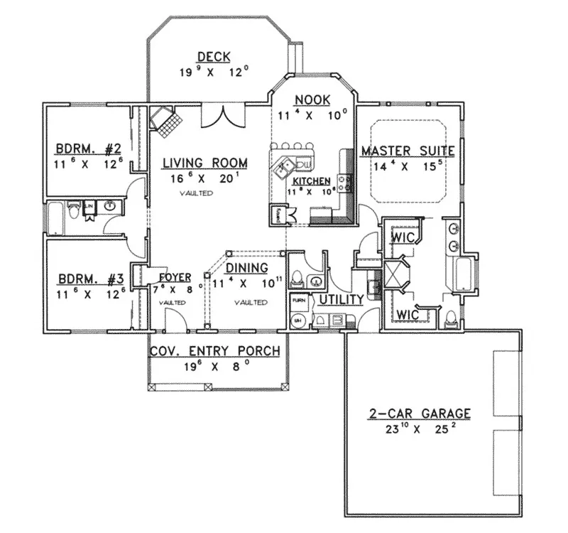 Country House Plan First Floor - Danforth Traditional Ranch Home 088D-0248 - Search House Plans and More