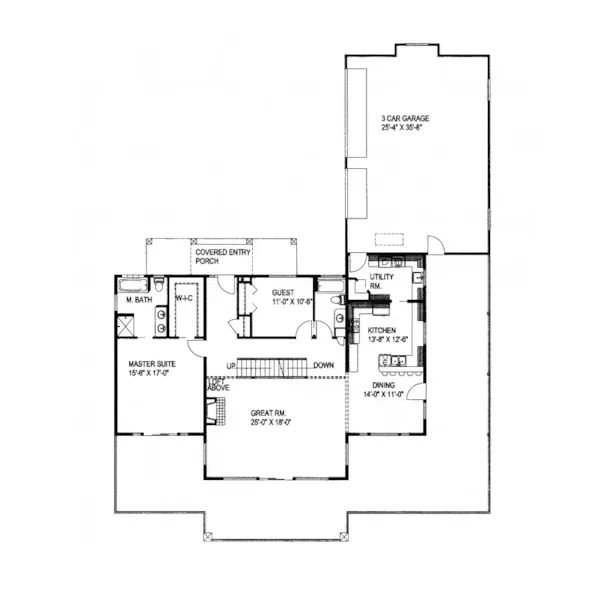 Country House Plan First Floor - Howes Mill Waterfront Home 088D-0249 - Search House Plans and More