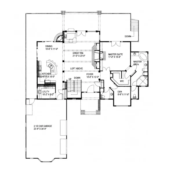 Rustic House Plan First Floor - Palisade Heights Luxury Home 088D-0250 - Shop House Plans and More