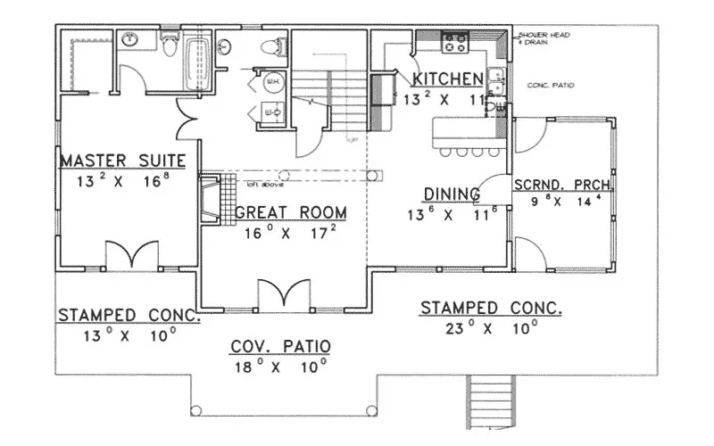 Traditional House Plan First Floor - Rio Blanco Rustic Home 088D-0251 - Shop House Plans and More