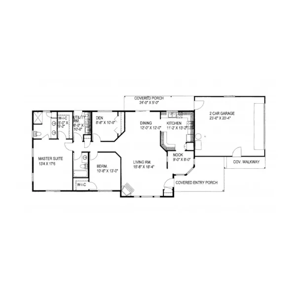 Ranch House Plan First Floor - Sunbeam Ranch Home 088D-0252 - Shop House Plans and More