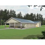 Ranch Home Has Stone Accents On The Covered Front Porch