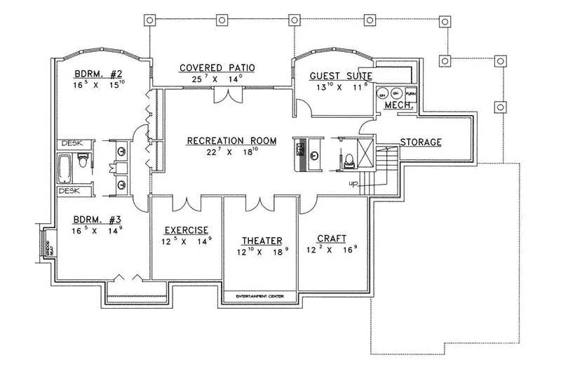 Lake House Plan Lower Level Floor - Masonville Manor Mountain Home 088D-0258 - Shop House Plans and More