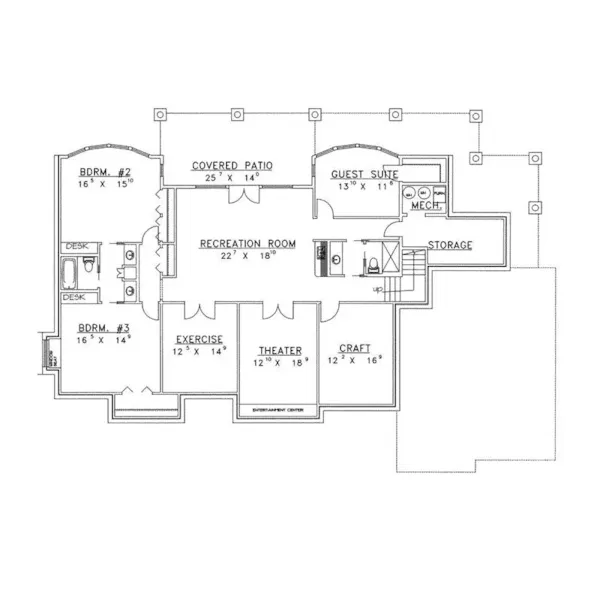 Country House Plan Lower Level Floor - Masonville Manor Mountain Home 088D-0258 - Shop House Plans and More