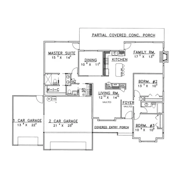 Country House Plan First Floor - Lawson Ranch Home 088D-0261 - Shop House Plans and More