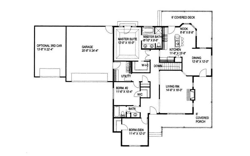 Ranch House Plan First Floor - Fort Morgan Country Home 088D-0263 - Search House Plans and More
