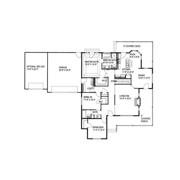 Ranch House Plan First Floor - Fort Morgan Country Home 088D-0263 - Search House Plans and More