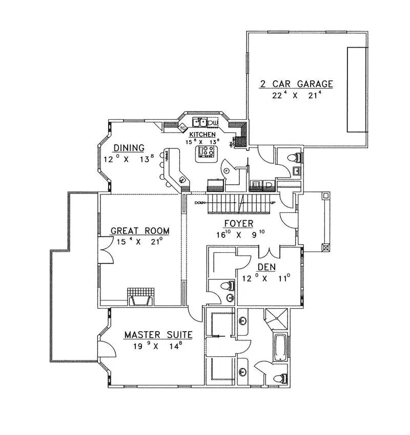 Mountain House Plan First Floor - Prospect Valley Prairie Home 088D-0264 - Shop House Plans and More