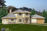 Prairie Style Two-Story House With Rsutic Stone And Trim