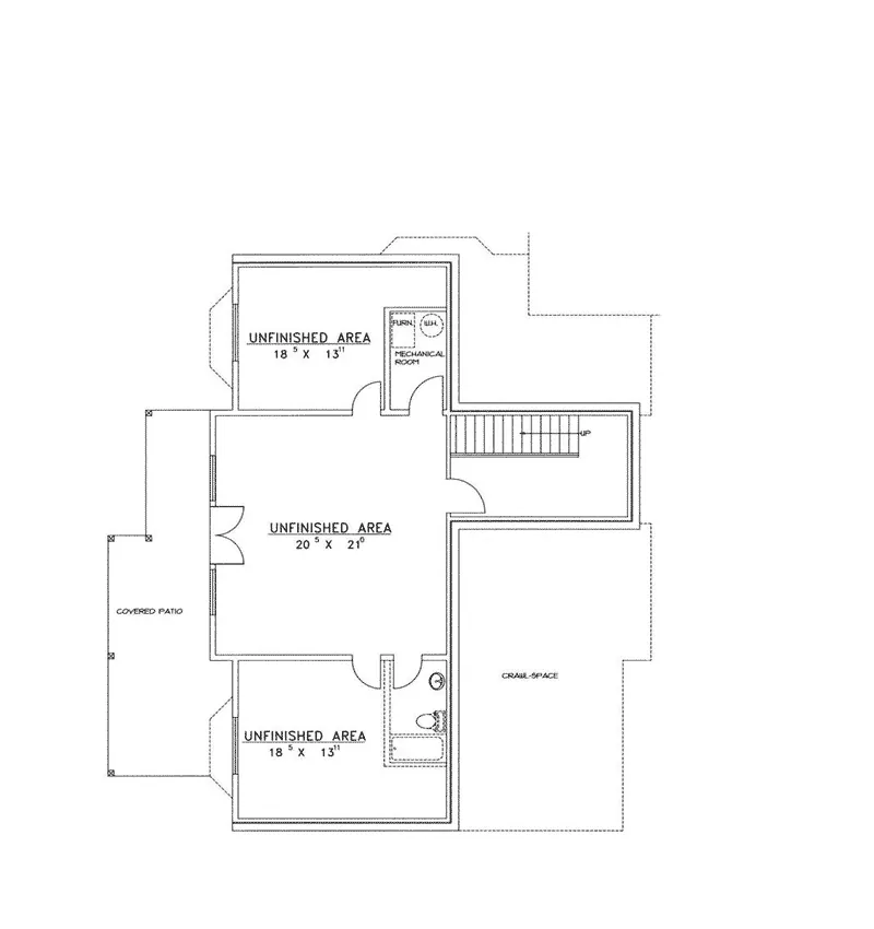 Rustic House Plan Lower Level Floor - Prospect Valley Prairie Home 088D-0264 - Shop House Plans and More