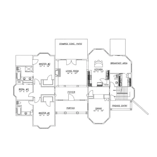 Mountain House Plan First Floor - Gilpin Rustic Luxury Home 088D-0268 - Search House Plans and More