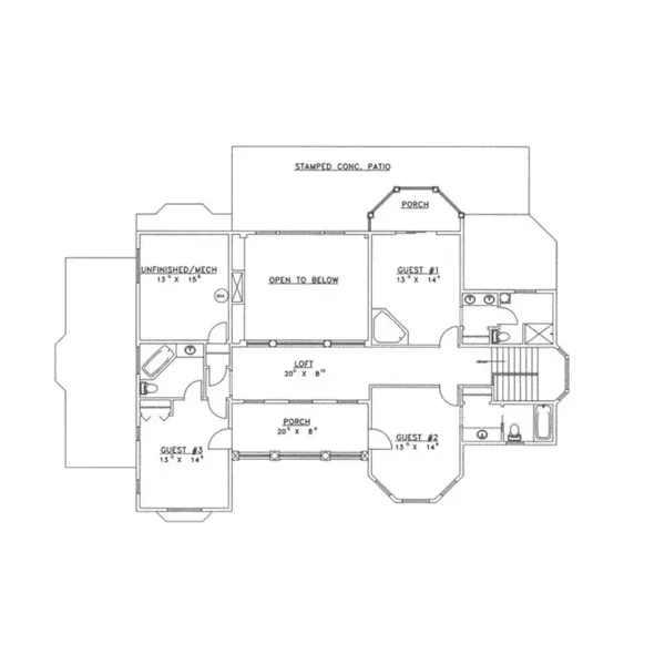 Mountain House Plan Second Floor - Gilpin Rustic Luxury Home 088D-0268 - Search House Plans and More