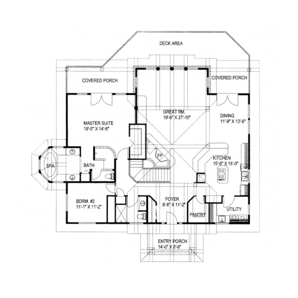 Modern House Plan First Floor - Golden Canyon Luxury Log Home 088D-0269 - Search House Plans and More