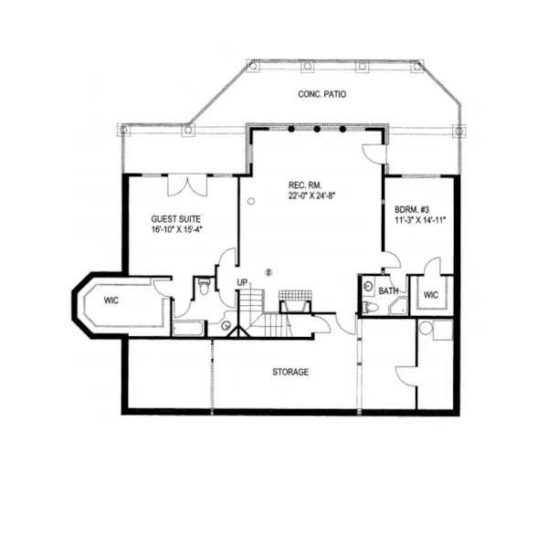 Modern House Plan Lower Level Floor - Golden Canyon Luxury Log Home 088D-0269 - Search House Plans and More