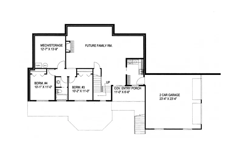 Mountain House Plan Lower Level Floor - Allenspark Multi-Level Home 088D-0272 - Search House Plans and More