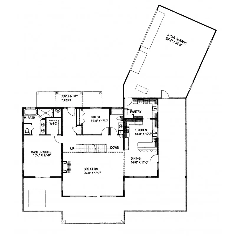 A-Frame House Plan First Floor - Stonepeak Rustic A-Frame Home 088D-0274 - Shop House Plans and More