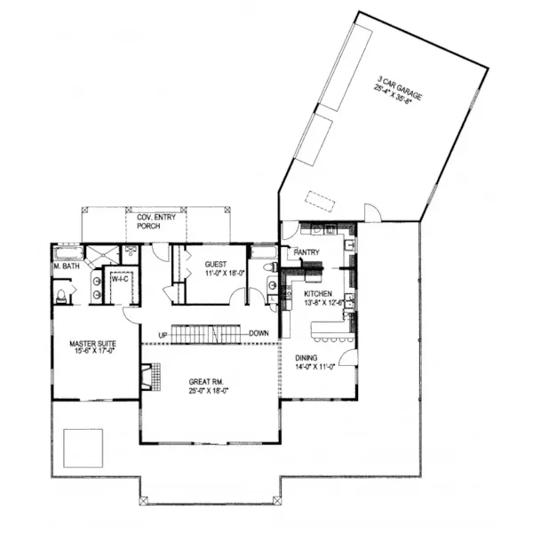 Waterfront House Plan First Floor - Stonepeak Rustic A-Frame Home 088D-0274 - Shop House Plans and More