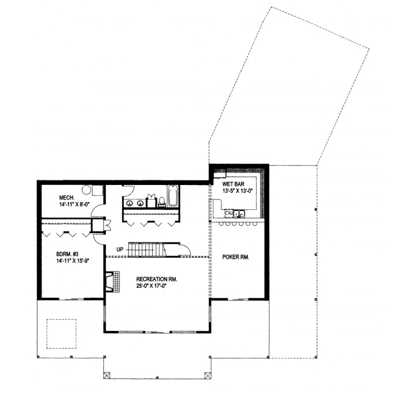 A-Frame House Plan Lower Level Floor - Stonepeak Rustic A-Frame Home 088D-0274 - Shop House Plans and More