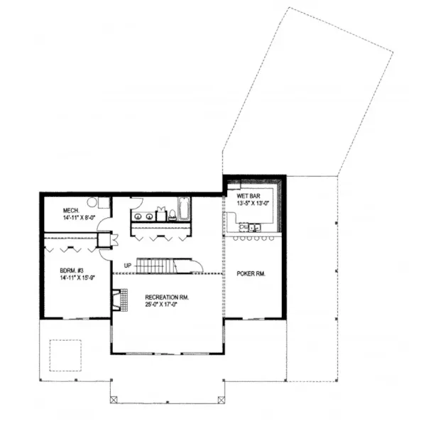 Waterfront House Plan Lower Level Floor - Stonepeak Rustic A-Frame Home 088D-0274 - Shop House Plans and More