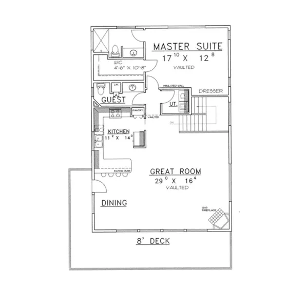 Contemporary House Plan First Floor - Conifer A-Frame Home 088D-0276 - Search House Plans and More