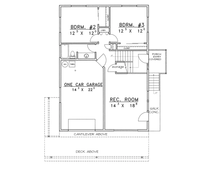 Lake House Plan Lower Level Floor - Conifer A-Frame Home 088D-0276 - Search House Plans and More