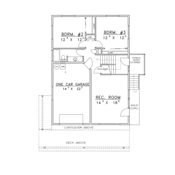 Contemporary House Plan Lower Level Floor - Conifer A-Frame Home 088D-0276 - Search House Plans and More