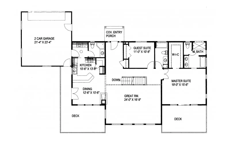Traditional House Plan First Floor - Crowley Country Craftsman Home 088D-0278 - Search House Plans and More