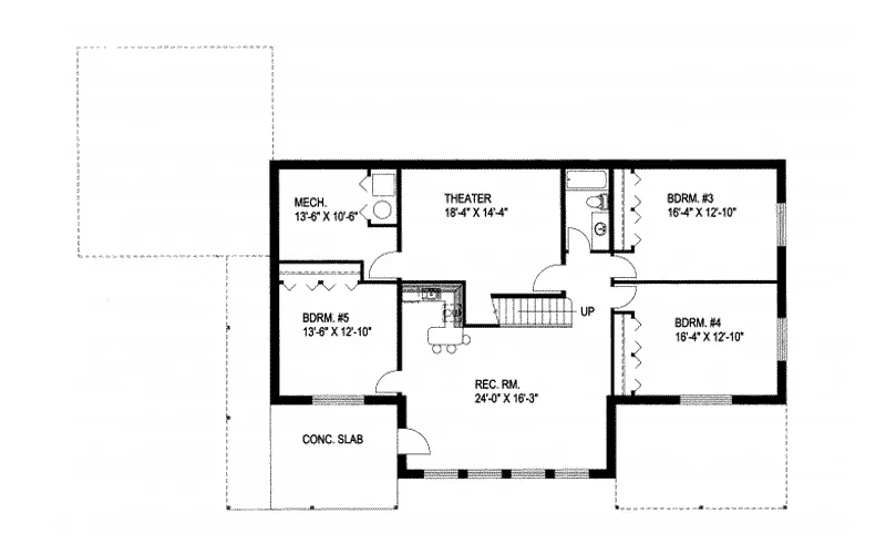 Craftsman House Plan Lower Level Floor - Crowley Country Craftsman Home 088D-0278 - Search House Plans and More