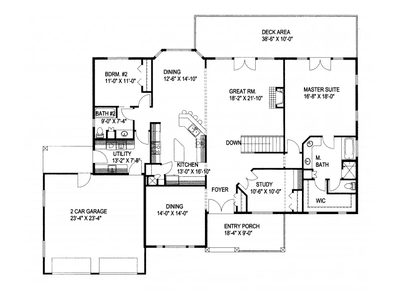 Country House Plan First Floor - Cheyenne Point A-Frame Home 088D-0279 - Search House Plans and More
