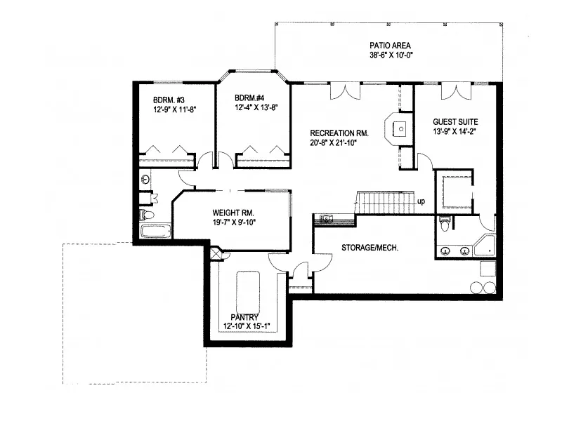 Ranch House Plan Lower Level Floor - Cheyenne Point A-Frame Home 088D-0279 - Search House Plans and More