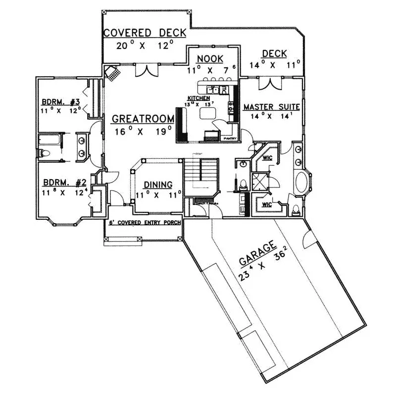 Ranch House Plan First Floor - Fox Run Country Ranch Home 088D-0281 - Search House Plans and More