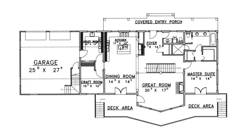 Traditional House Plan First Floor - Buffalo Creek Rustic Home 088D-0282 - Search House Plans and More