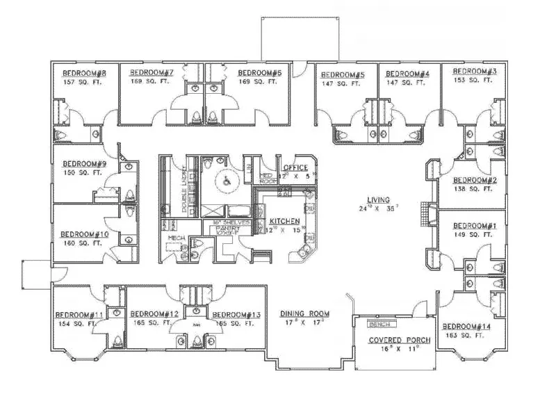 Ranch House Plan First Floor - Bethmann Country Ranch Home 088D-0287 - Search House Plans and More