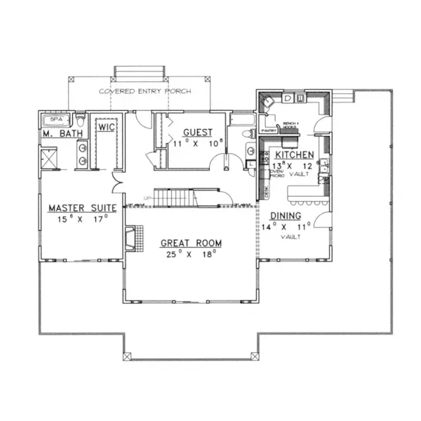 Country House Plan First Floor - Molina Hill Rustic Country Home 088D-0322 - Shop House Plans and More