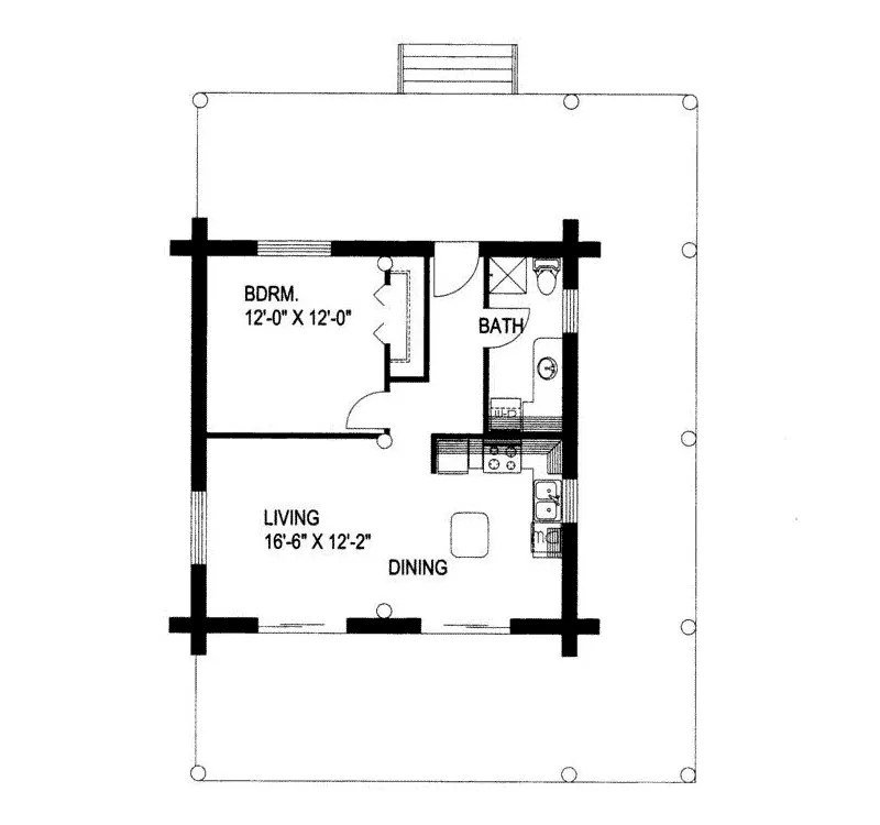 Country House Plan First Floor - Snowmass Rusic Log Cabin Home 088D-0326 - Shop House Plans and More