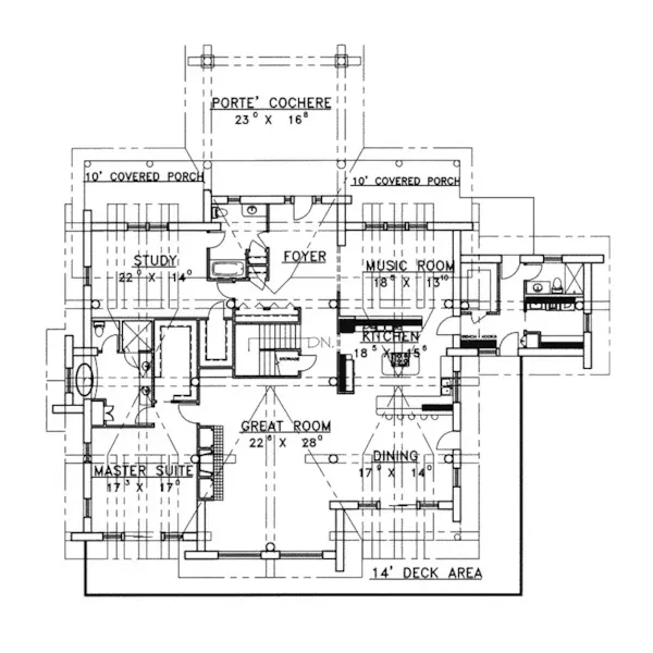 Log Cabin House Plan First Floor - Keystone Ridge Luxury Log Home 088D-0327 - Search House Plans and More